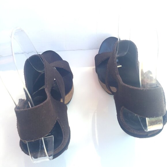 Pedro Garcia Sandal Heels Brown Suede Cork Platform Strappy 8 - Picture 5 of 11